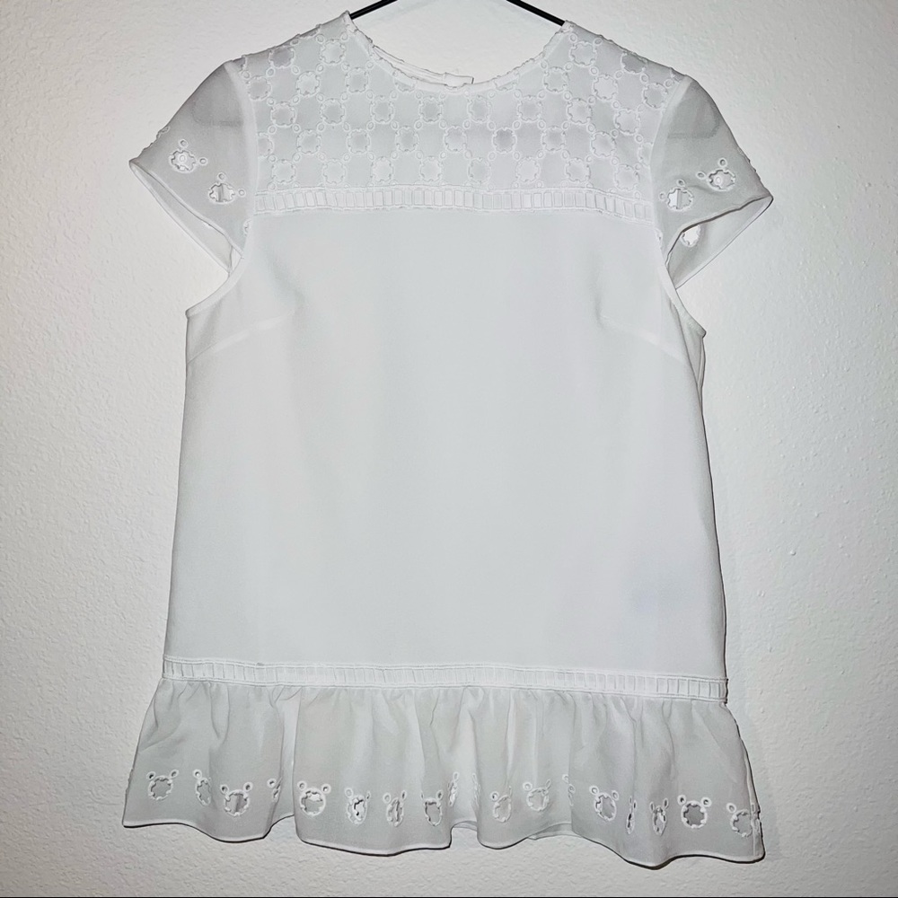 NWT Ted Baker | Fellie Broderie Pleated Frill Eyelet Blouse XS 0-2 - Picture 5 of 16